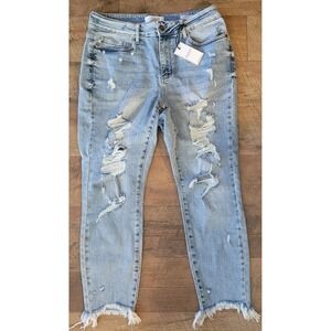 Judy Blue Lainey High Rise Skinny Jeans Size 14W Distressed NWT NEW
